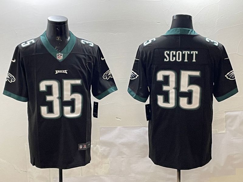 Men Philadelphia Eagles #35 Scott Black Second generations 2025 Nike Vapor Limited NFL Jersey style 1